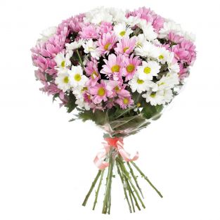 Букет из белых и розовых хризантем - купить с доставкой в по Дубаю